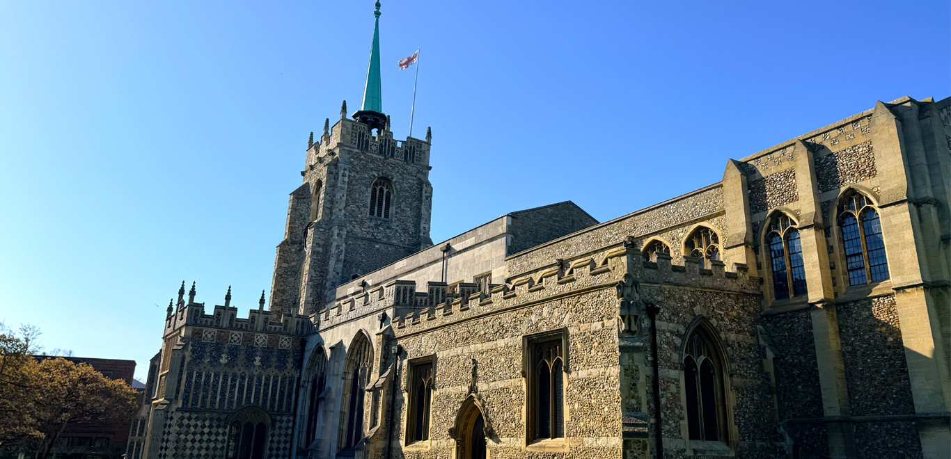 St Georges flag flying from the Cathedral