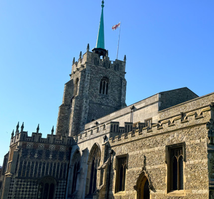 St Georges flag flying from the Cathedral