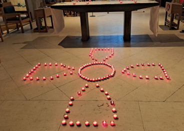 St Cedds cross with candles